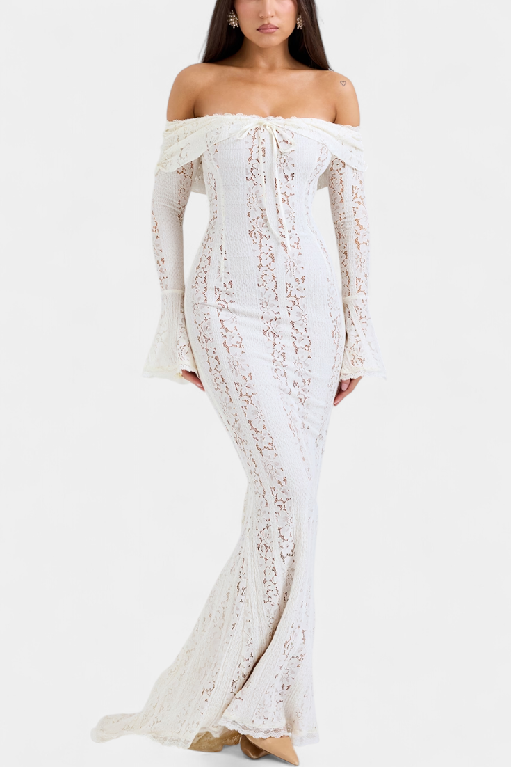 Rosalie Vestido Maxi Off-Shoulder de Encaje