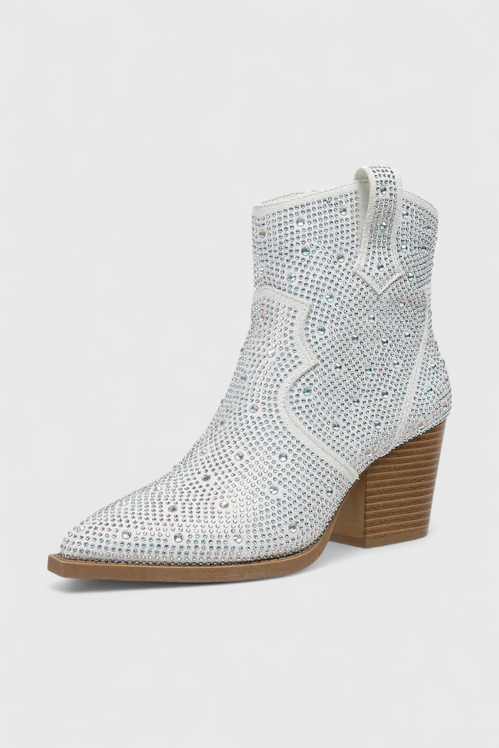 Berenice Elegant Boots with Patchwork and Side Zipper