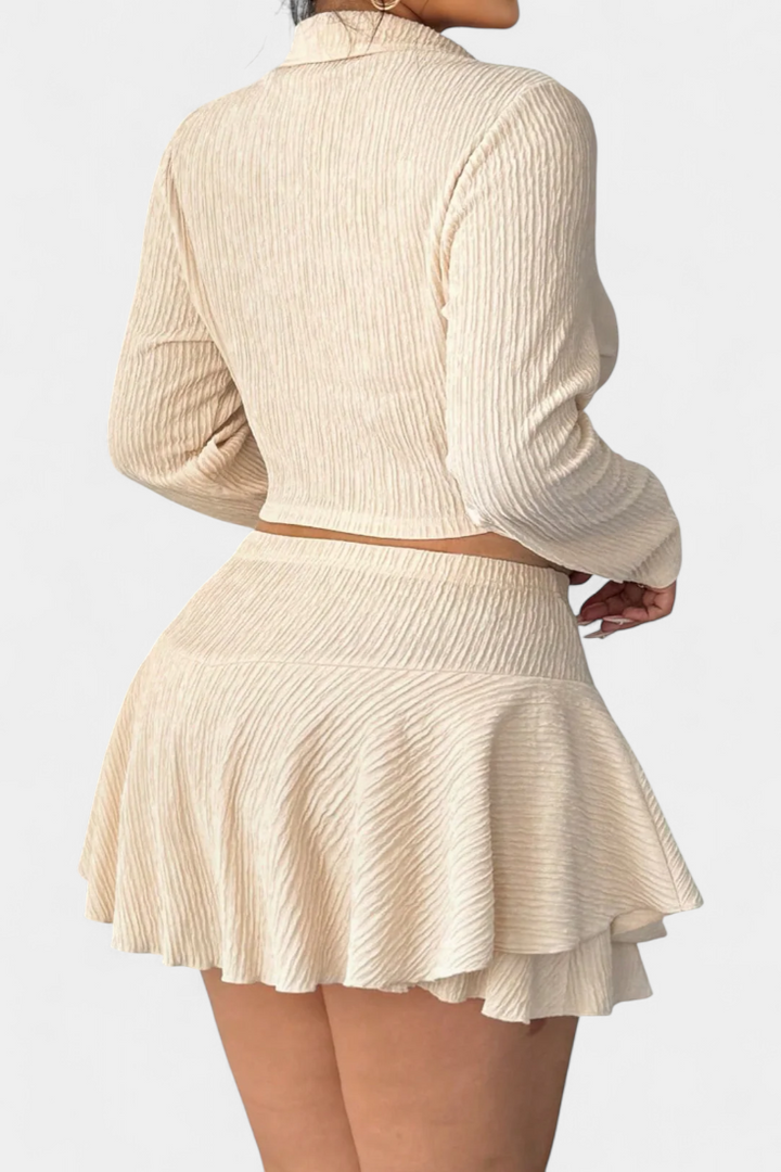 Daline Conjunto de Top Largo y Falda Mini Fruncida