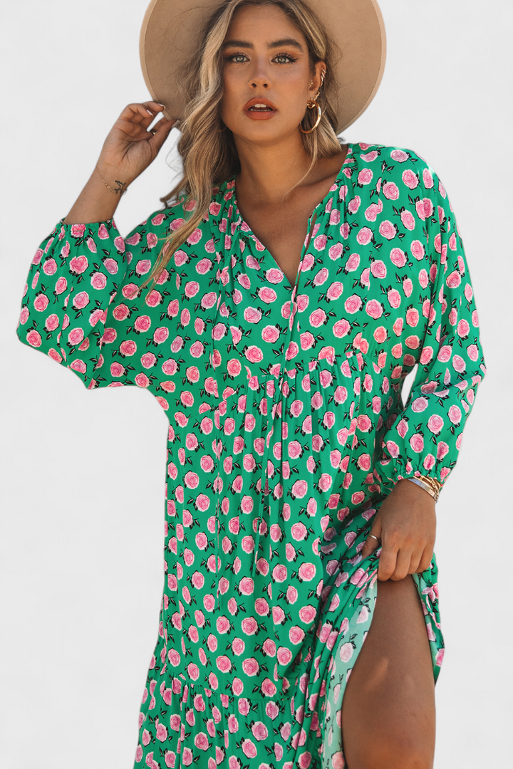 Aroa Vestido Boho con Estampado Artístico y Silueta Fluida