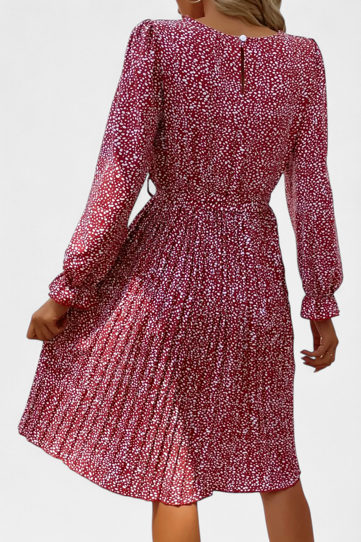 Evabeth Vestido Midi Plisado de Leopardo