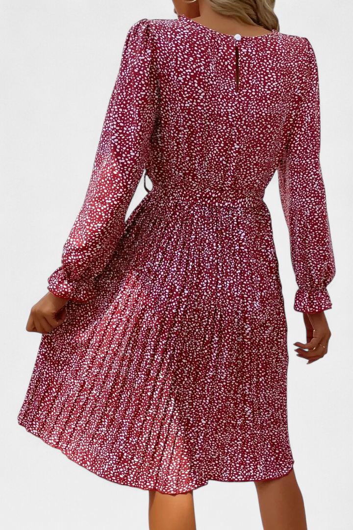 Evabeth Vestido Midi Plisado de Leopardo