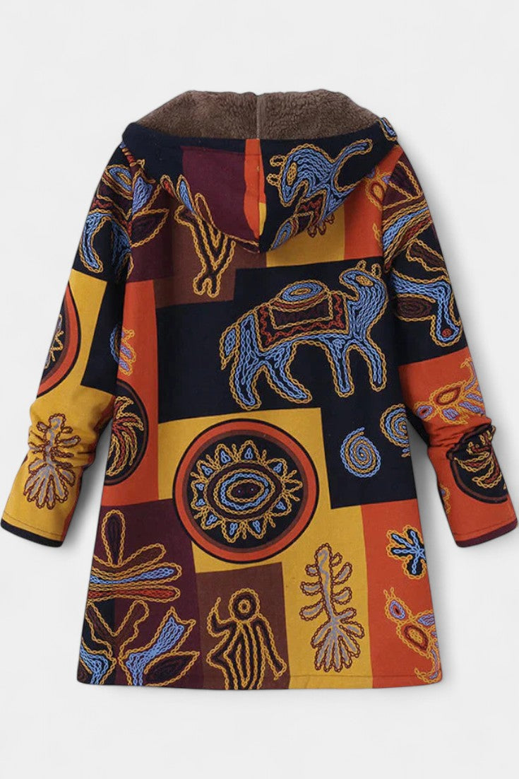 Abrigo Floral de Invierno April con Capucha