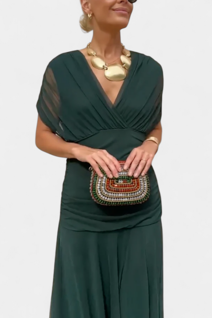 Alondra Vestido Largo con Estampado Floral Fantasía y Escote en V