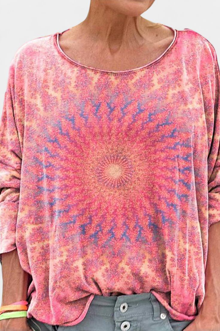 Omari Blusa Holgada de Estampado Bohemio Retro