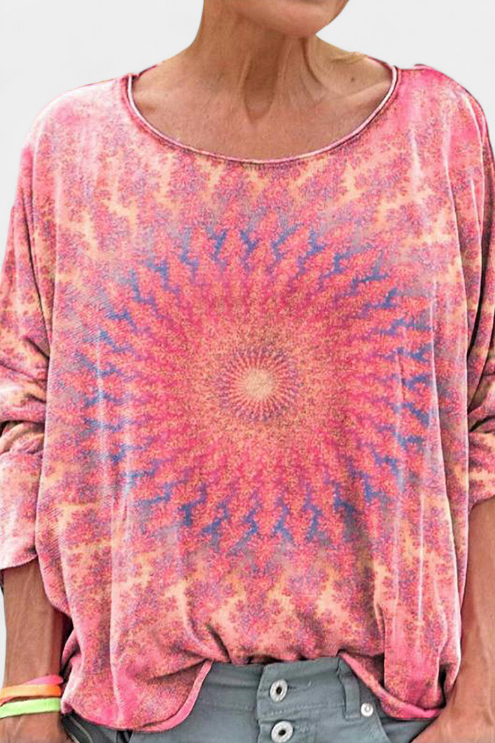 Omari Blusa Holgada de Estampado Bohemio Retro