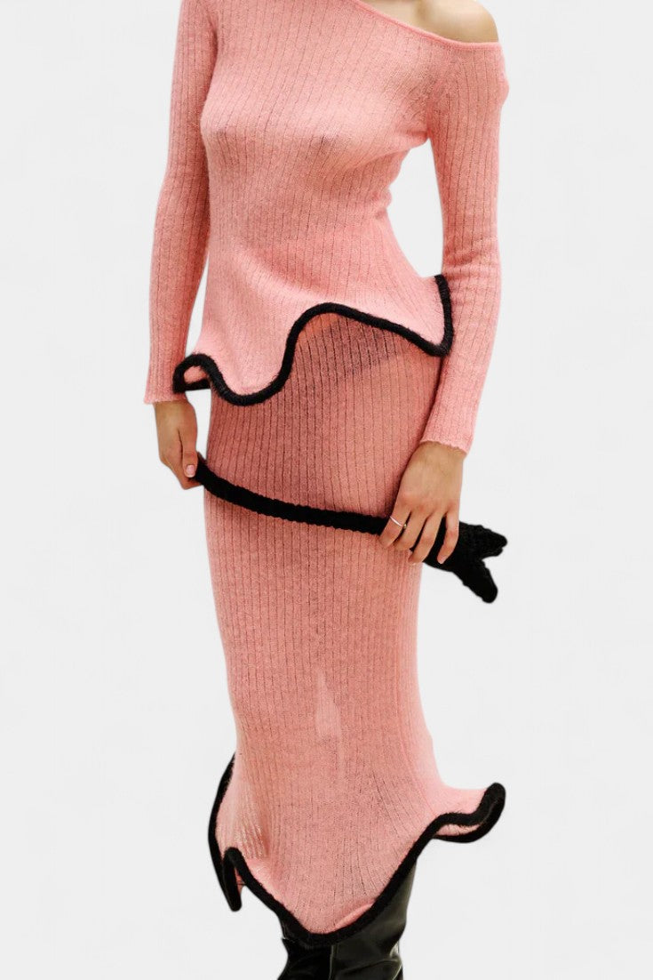 Stormi Conjunto de Falda de Punto con Bordes Volantes