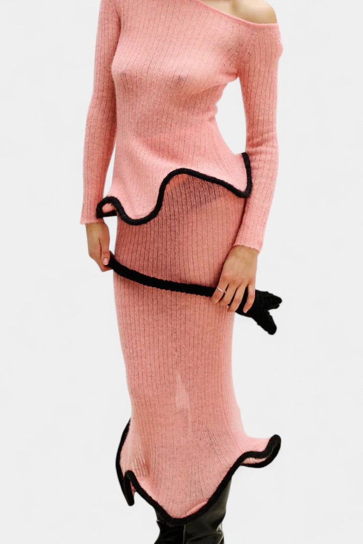 Stormi Conjunto de Falda de Punto con Bordes Volantes