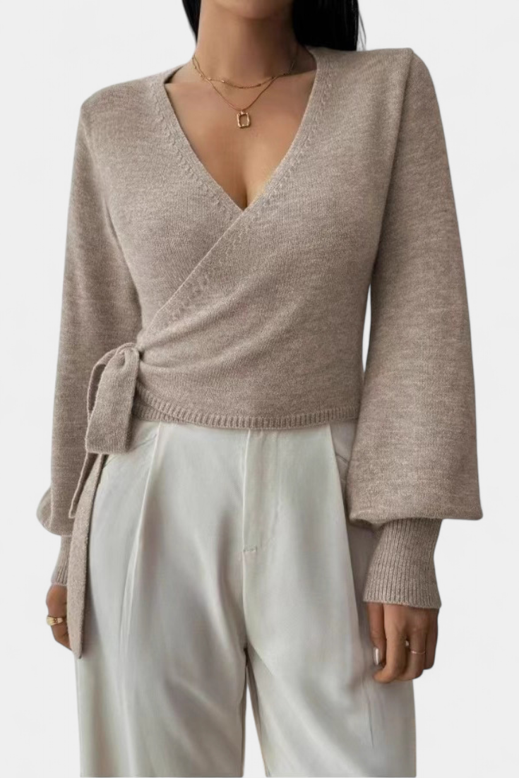 Persephone Suéter con Tirantes Cruzados y Cuello en V