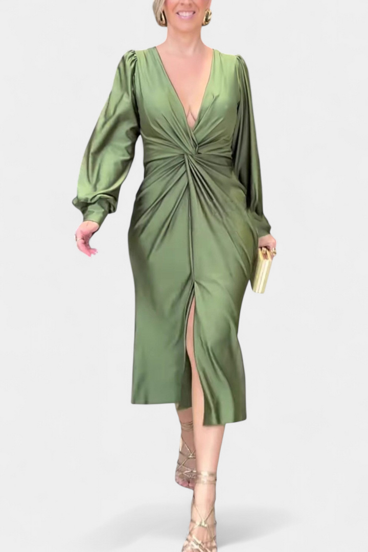 Alouette Vestido Largo de Manga Larga con Cuello en V