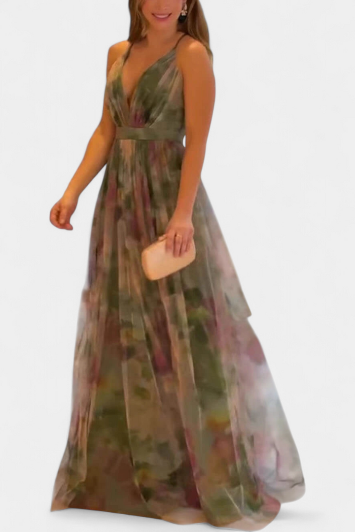 Ingrid Vestido Maxi Floral con Escote en V
