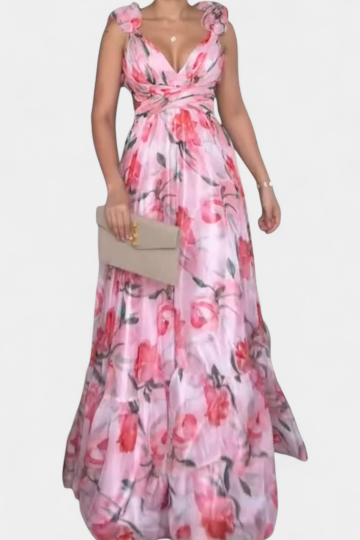 Shazia Vestido Largo Estampado Sin Espalda