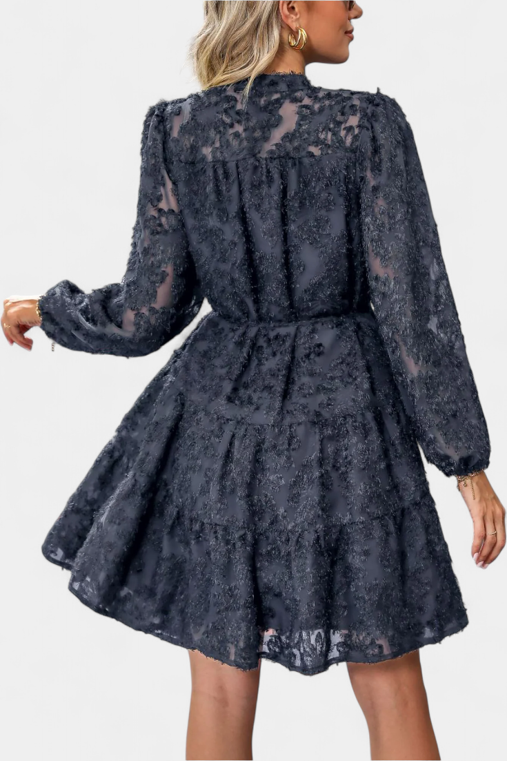 Soreia Vestido Camisero de Botones con Manga Larga Texturizada