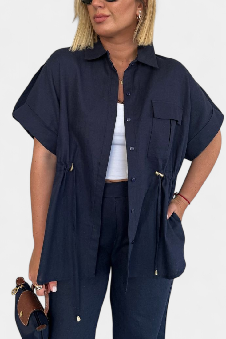 Lani Conjunto Relaxed de Camisa y Pantalones de Algodón y Lino