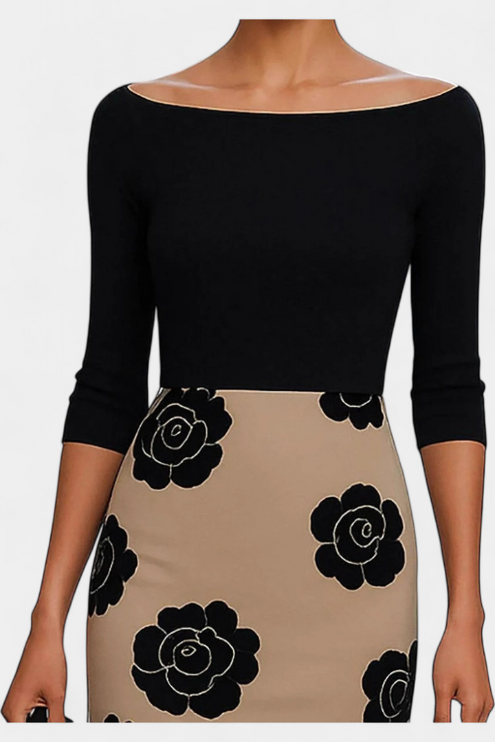 Halsey Vestido Midi Elegancia Contrastada