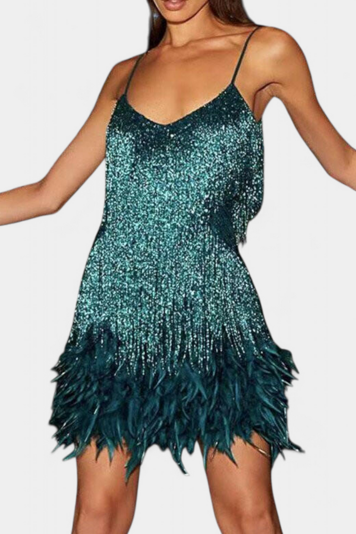 Sheril Mini Vestido de Plumas