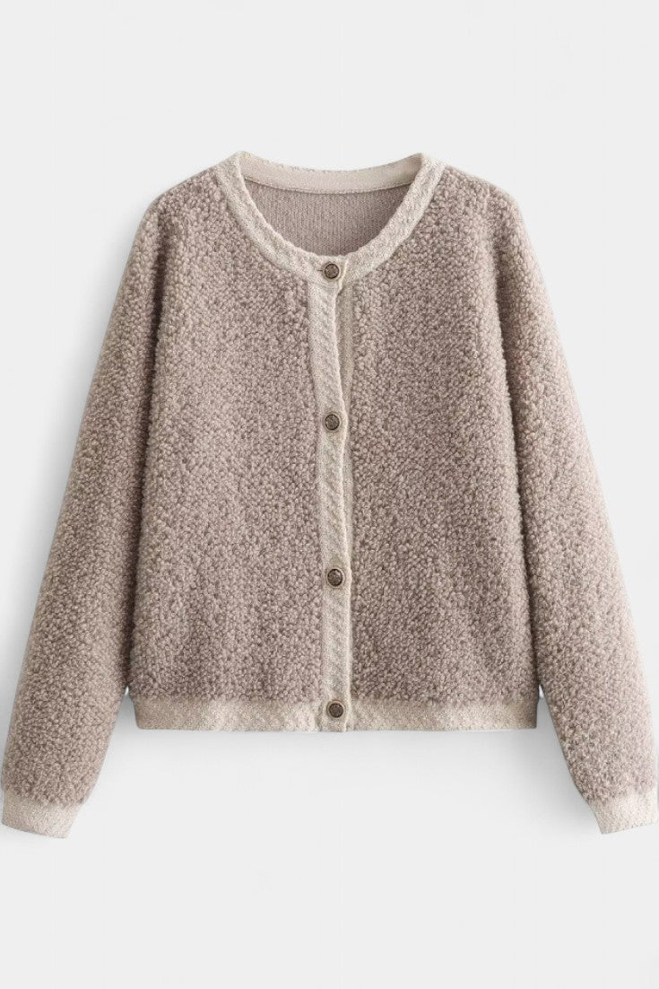 Chenda Cardigan Corto de Textura Peluche