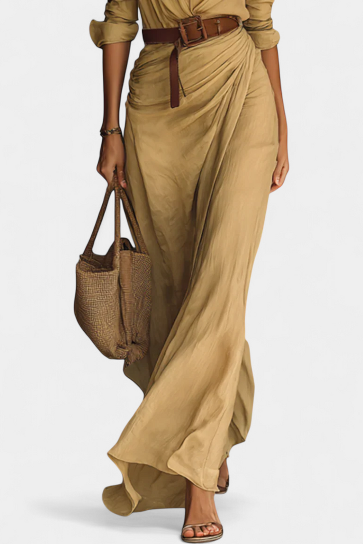 Souline Maxi Dress with Lapel and Long Sleeve