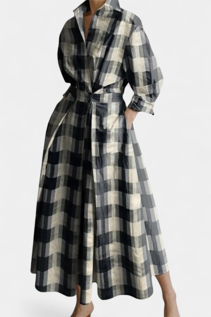 Miriam Vestido Maxi de Manga Larga Retro