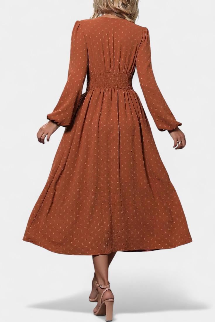 Faela Vestido Midi de Oficina con Lunares Suizos