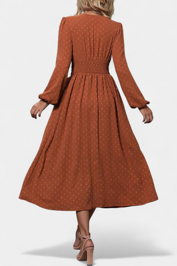 Faela Vestido Midi de Oficina con Lunares Suizos