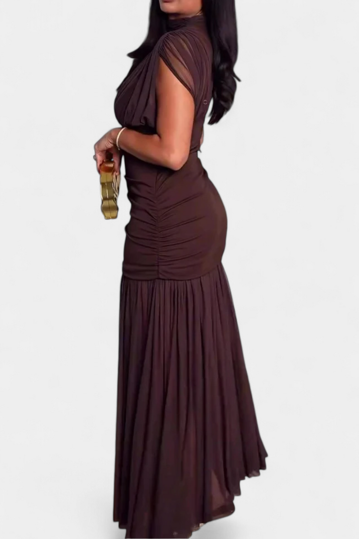 Noelia Vestido Bodycon de Malla Plisada