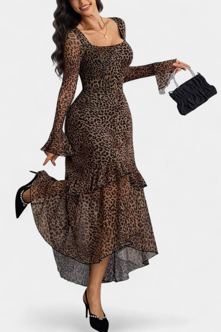 Amali Vestido Maxi de Estampado con Cuello Cuadrado