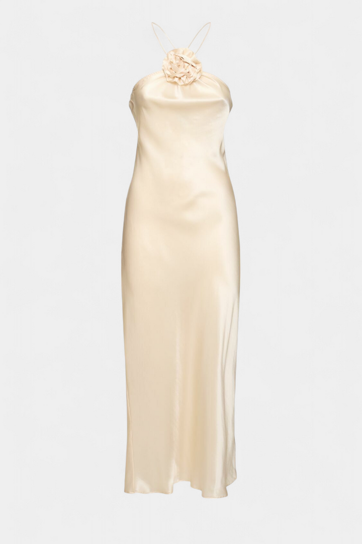 Elvera Vestido Midi Halter con Rosetas