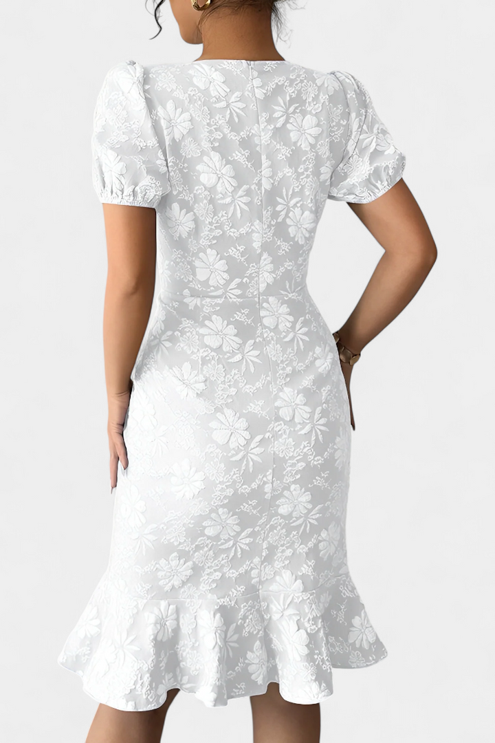 Champel Vestido Midi Bodycon con Mangas Abullonadas