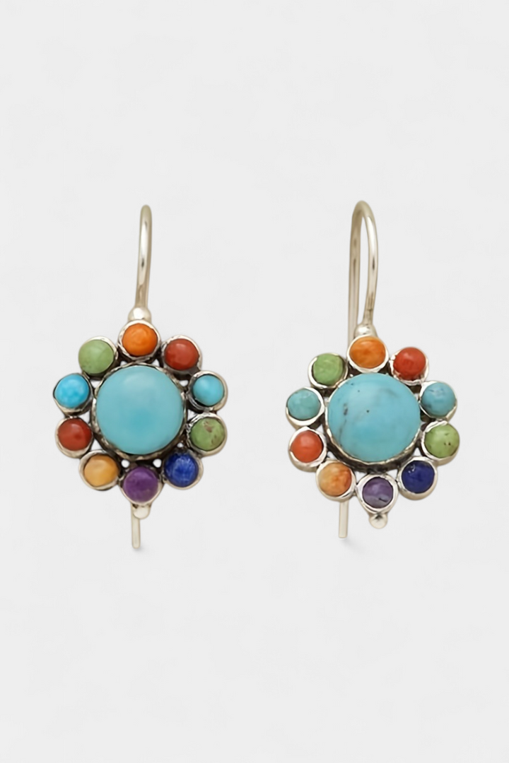Pendientes Redondos Multicolor con Turquesa