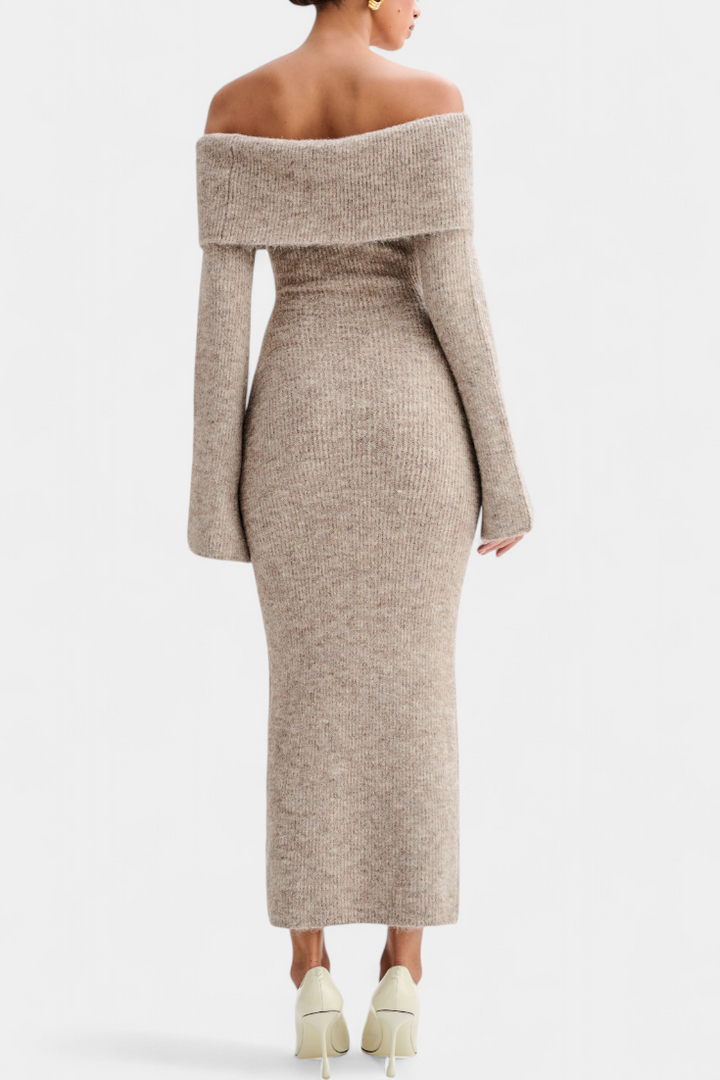 Solsona Vestido de Punto Ajustado de Un Solo Hombro