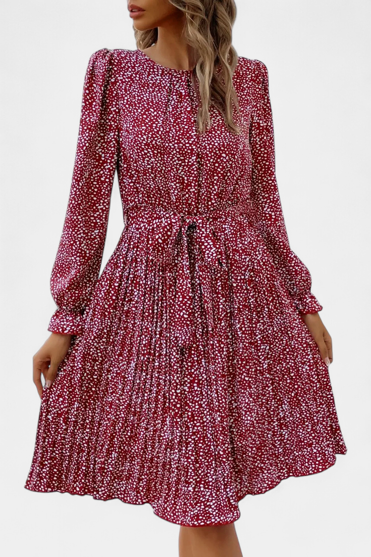 Evabeth Vestido Midi Plisado de Leopardo