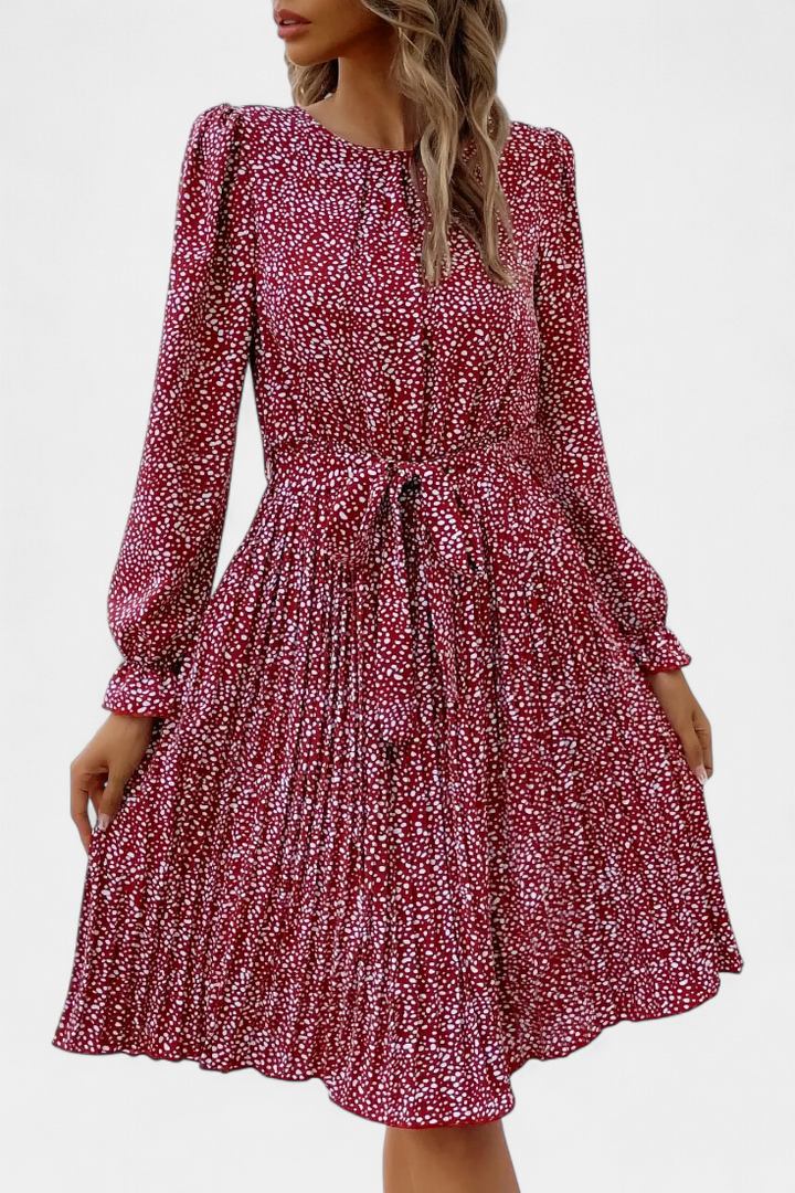 Evabeth Vestido Midi Plisado de Leopardo