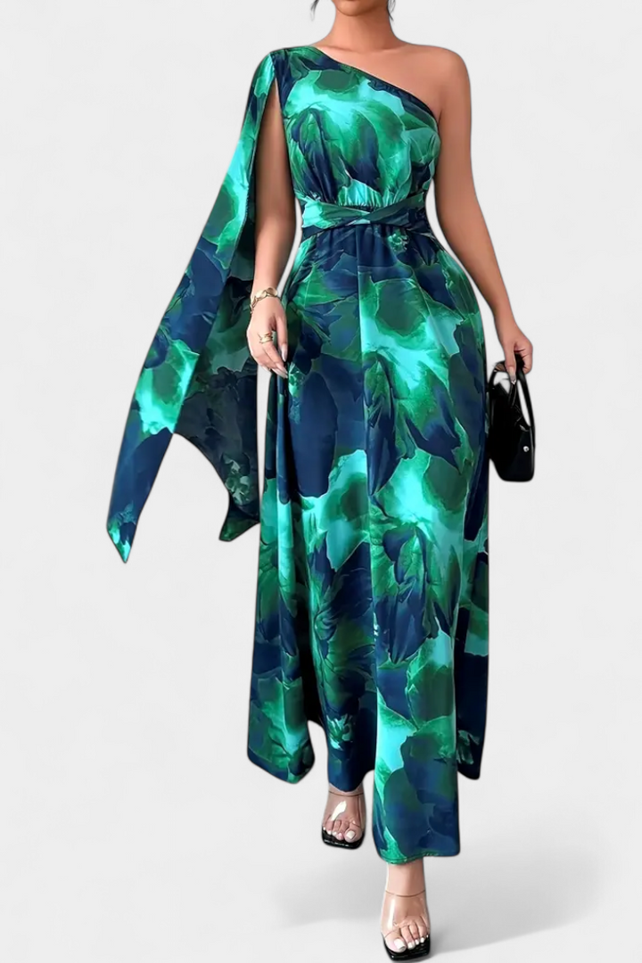 Kelbie Vestido Largo Asimétrico de Un Solo Hombro