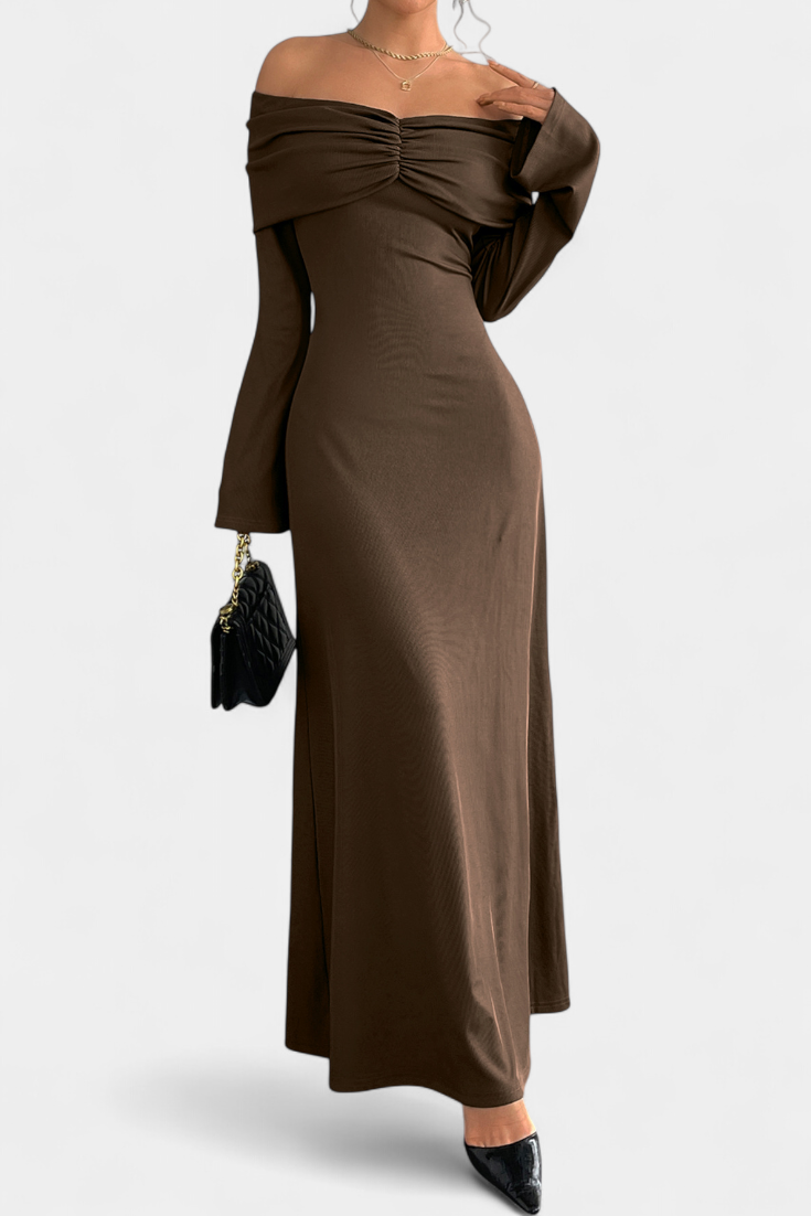 Adia Vestido Largo Ajustado de Un Solo Hombro