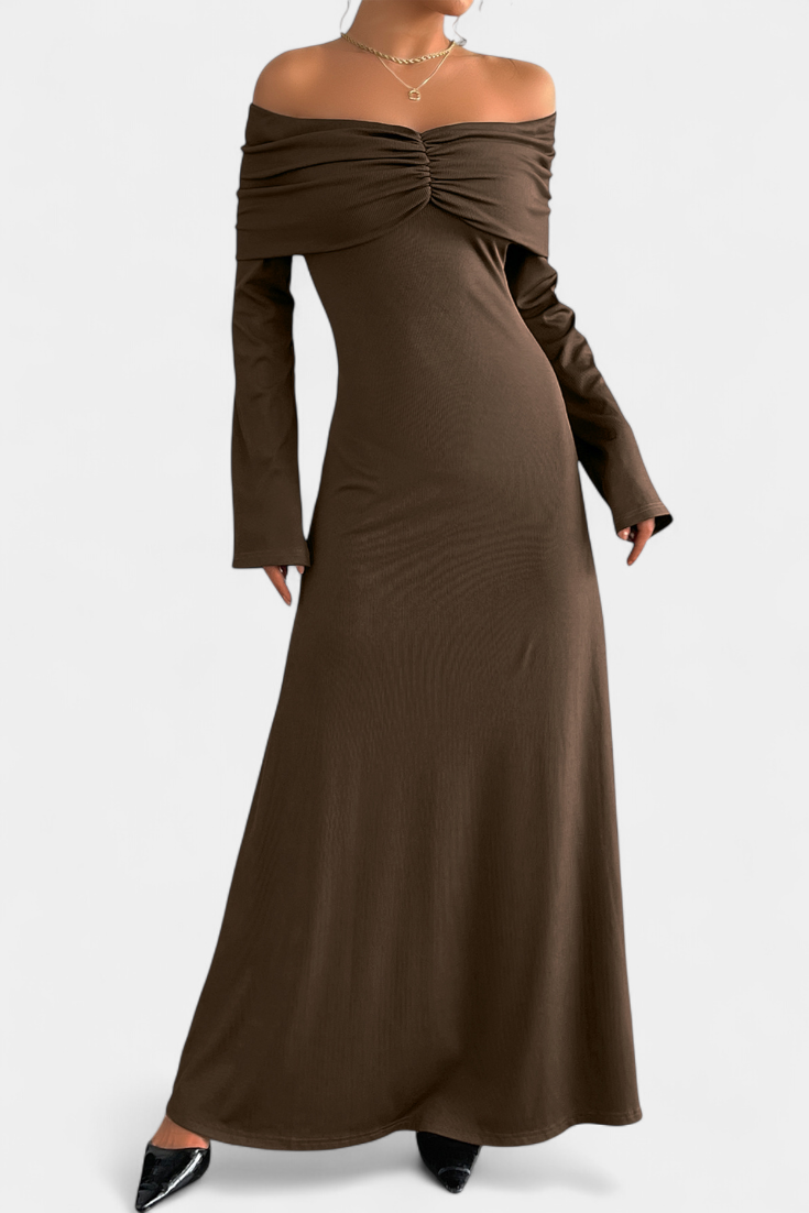 Adia Vestido Largo Ajustado de Un Solo Hombro