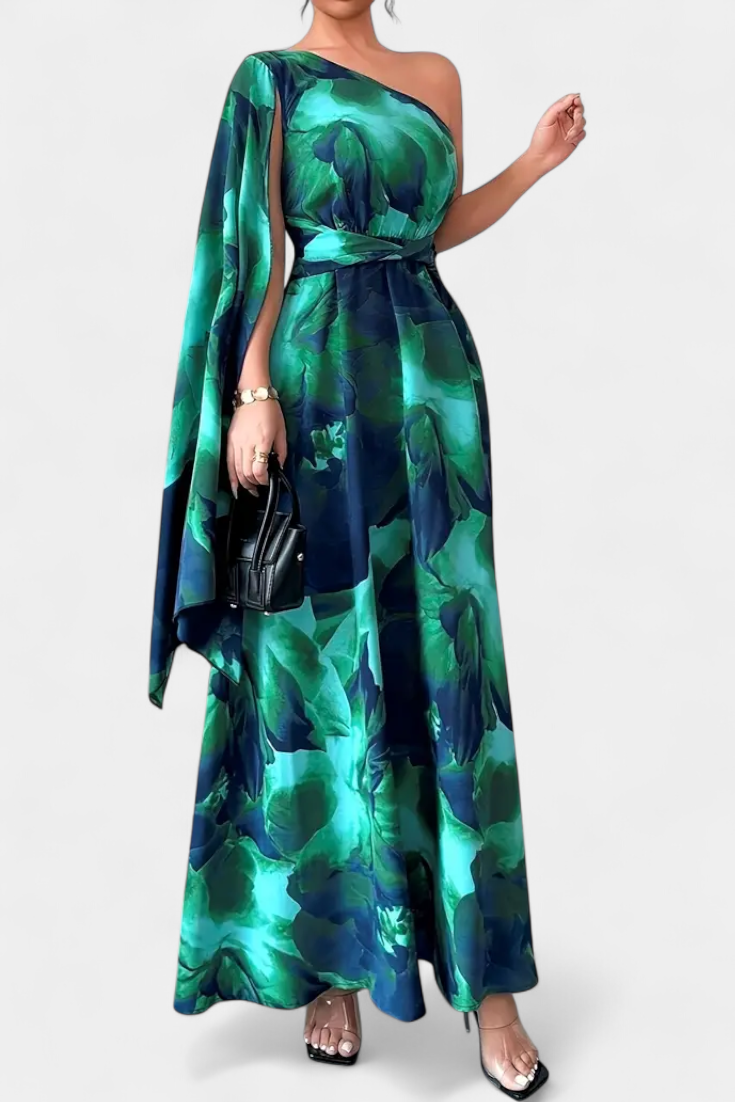 Kelbie Vestido Largo Asimétrico de Un Solo Hombro