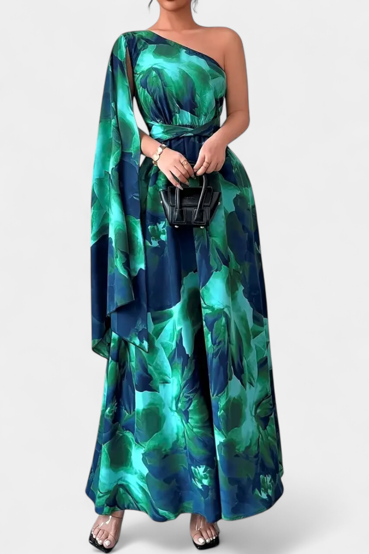 Kelbie Vestido Largo Asimétrico de Un Solo Hombro