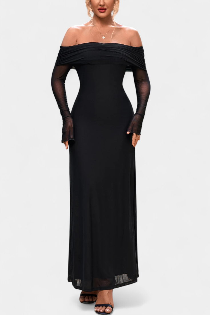 Lorelei Vestido Ajustado de Malla con Escote Recto