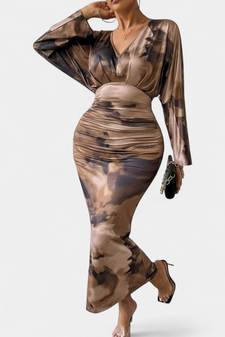 Eulalie Vestido con Mangas Murciélago y Cuello en V