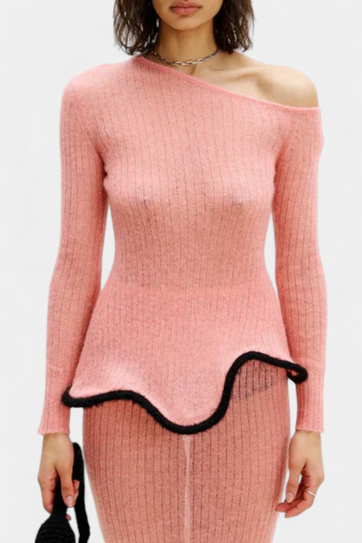 Stormi Conjunto de Falda de Punto con Bordes Volantes