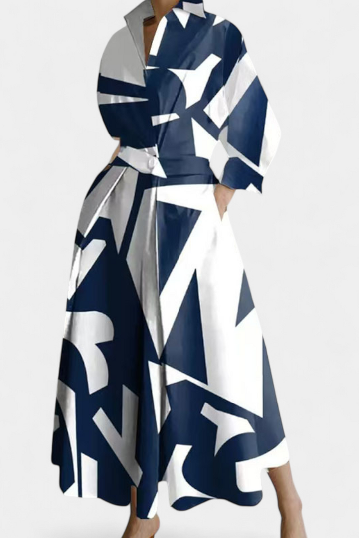 Miriam Vestido Maxi de Manga Larga Retro