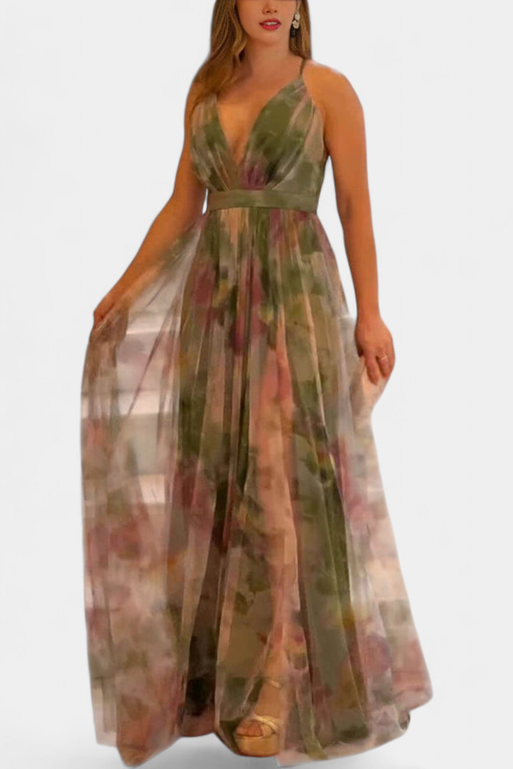 Ingrid Vestido Maxi Floral con Escote en V