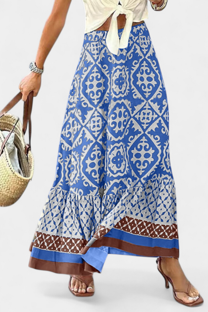 Ethel Maxi Skirt Printed with Ruffle