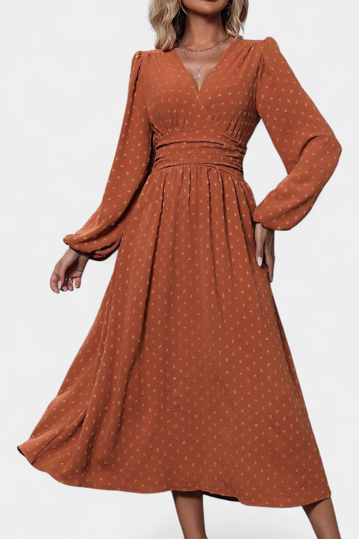 Faela Vestido Midi de Oficina con Lunares Suizos