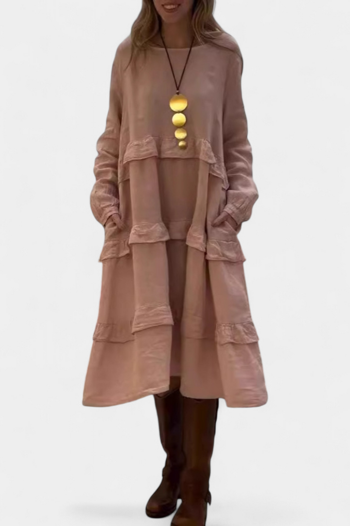 Jada Vestido Sudadera con Volantes y Silueta Casual-Chic