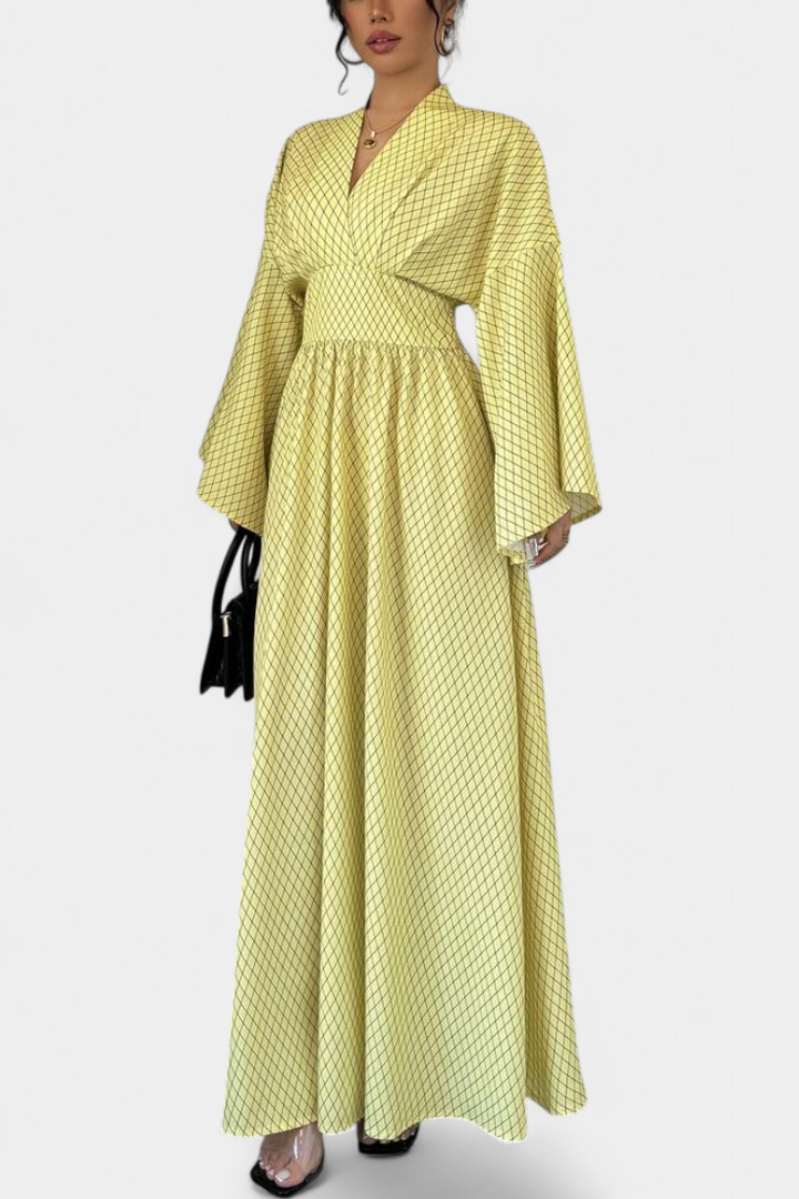 Anelia Vestido Maxi Geométrico con Escote en V