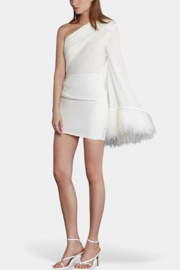 Nivalis Vestido Ceñido con Fruncidos y Escote en V