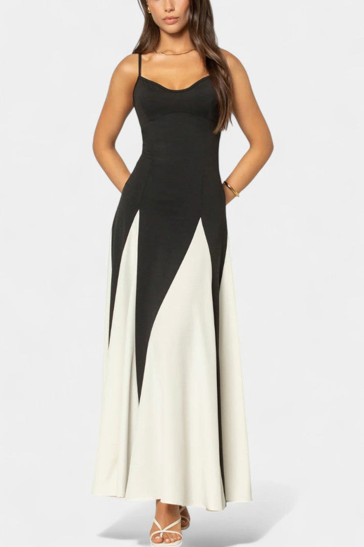 Catalina Vestido Maxi Bicolor de Tirantes Finos