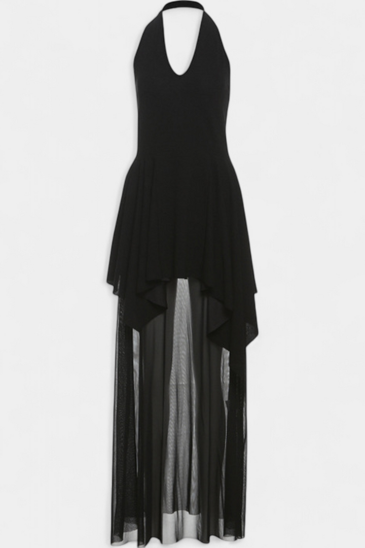 Hollis Vestido Largo con Escote Halter y Espalda Descubierta